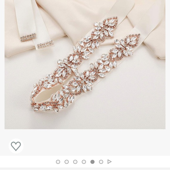 SWEETV Rhinestone Bridal Belt Sash Wedding Dress Belt Crystal Applique - Picture 3 of 3